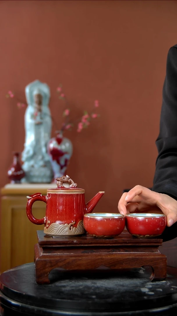 摆件大宋官窑 【龙腾四海】一壶4杯