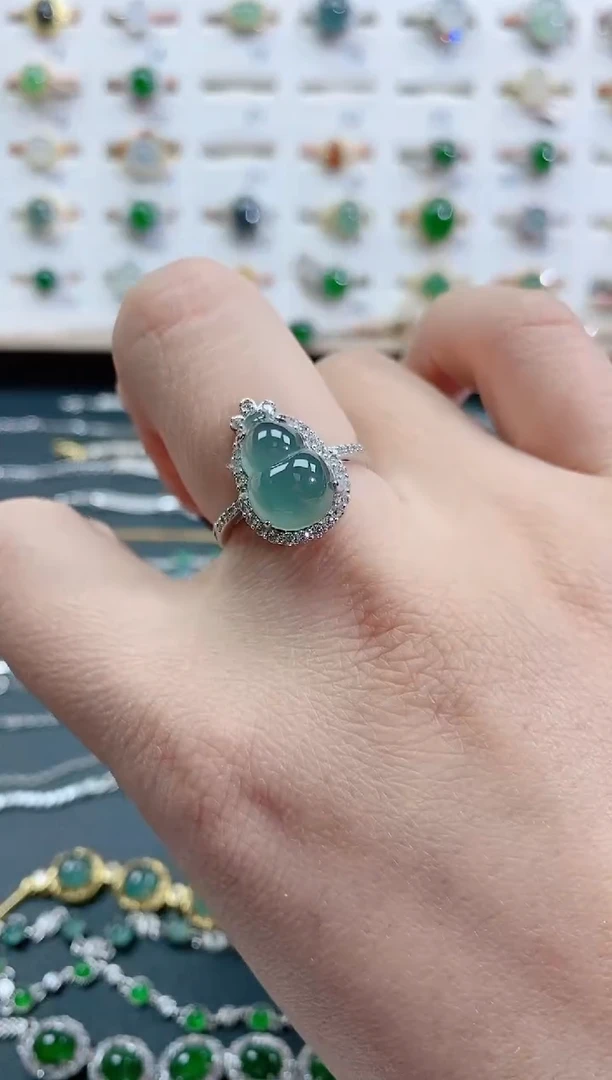 银S925镶嵌戒指翡翠天然翡翠