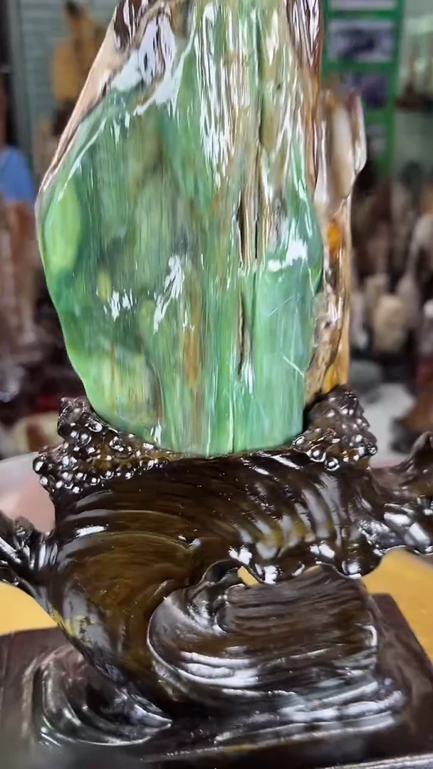 缅甸天然树化玉摆件