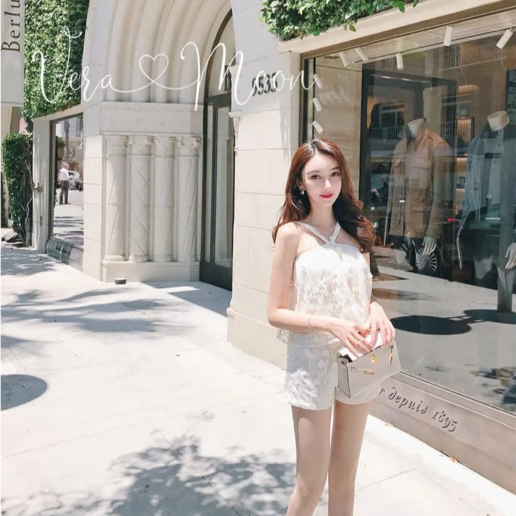 Rose Owner年终199秒杀福利～重工网纱蕾丝花朵吊带上衣短裤两件套