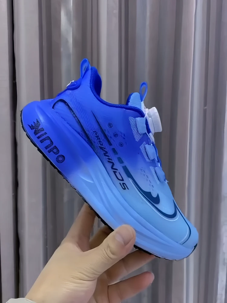 中大童碳板运动旋转扭扣单网鞋透气舒服柔软回弹性好爆款网鞋