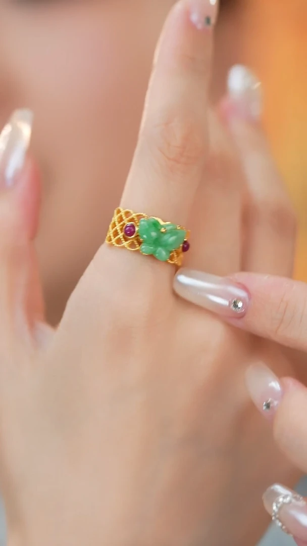 翡翠戒指银S925镶嵌新款