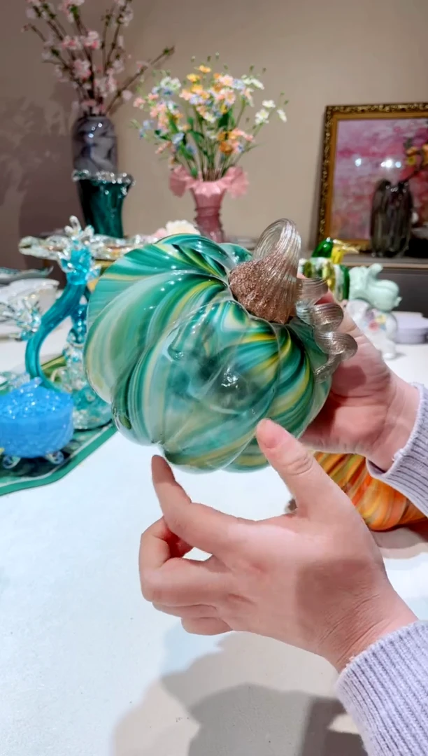 【闪购商品】琉璃手工艺品   绿色书天文南瓜微瑕