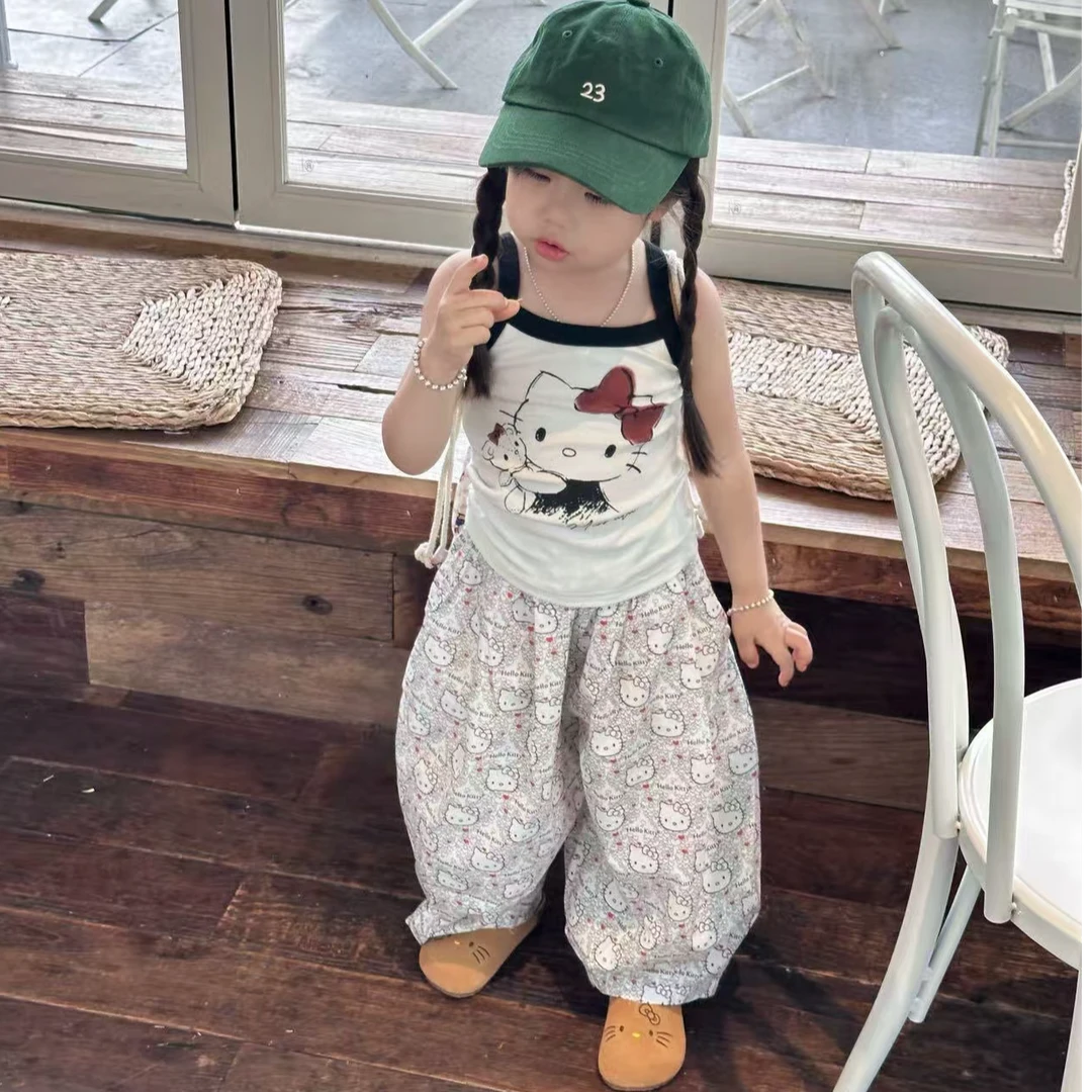 壹妈童装女童超好看kitty吊带2025夏装新款洋气可爱卡通防蚊裤潮
