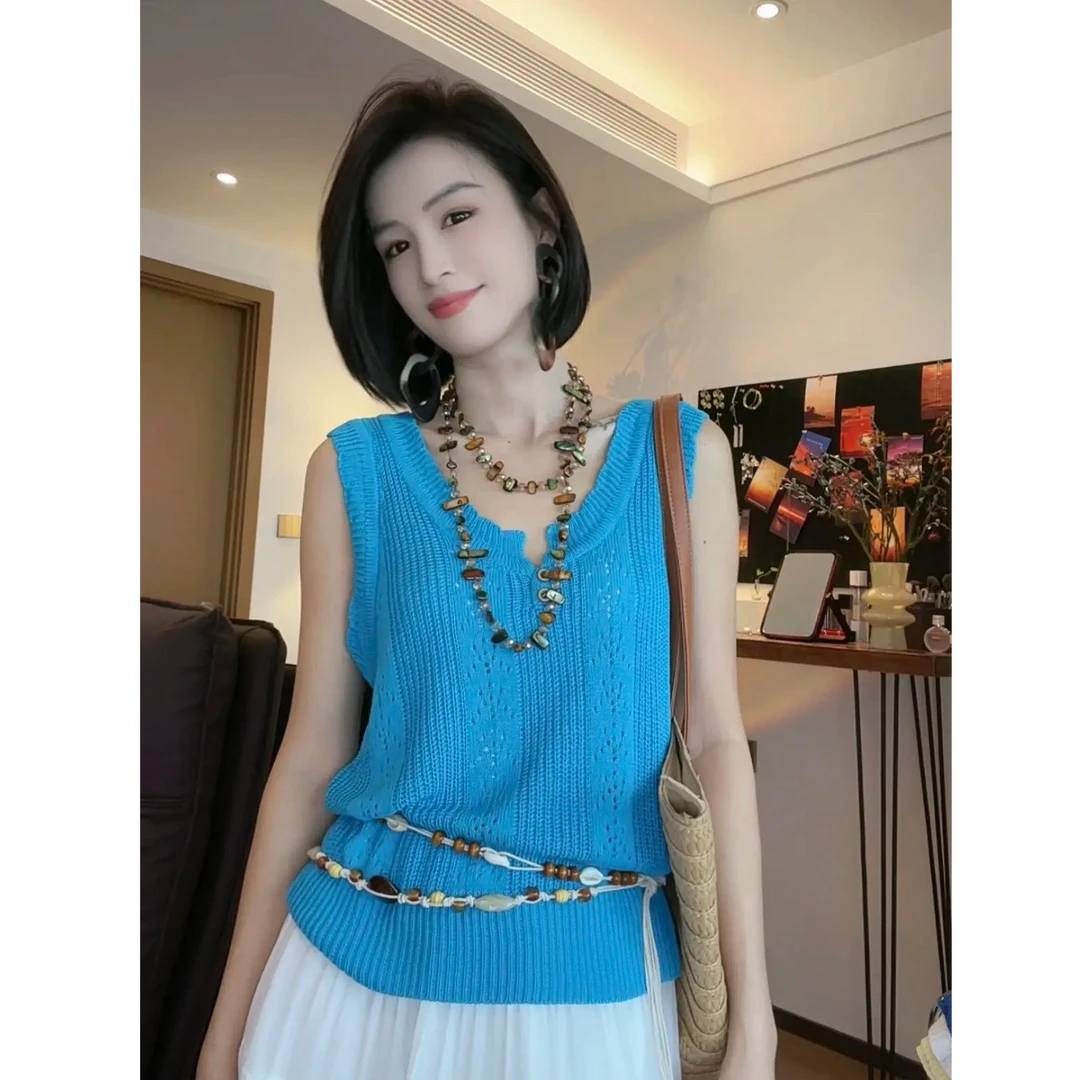 黄色针织吊带女内搭2025夏季新款漂亮无袖打底绝美背心外穿上衣女