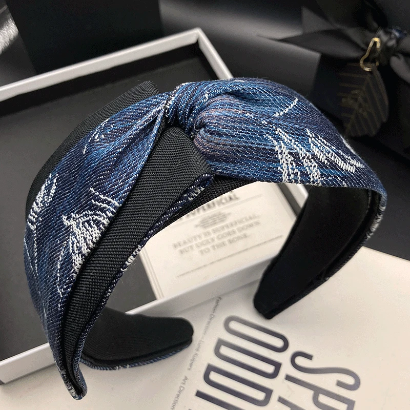 新款复古港风极简风原创设计韩版发箍甜美复古牛仔时尚高档头箍