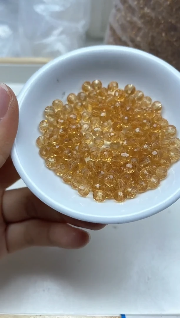 水晶珠宝半成品未镶嵌D412黄水晶切面5*6mm20颗9.9元