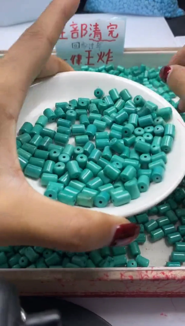 【闪购商品】玛瑙/玉髓颈饰未镶嵌w772绿*松桶珠9*6mm*20颗