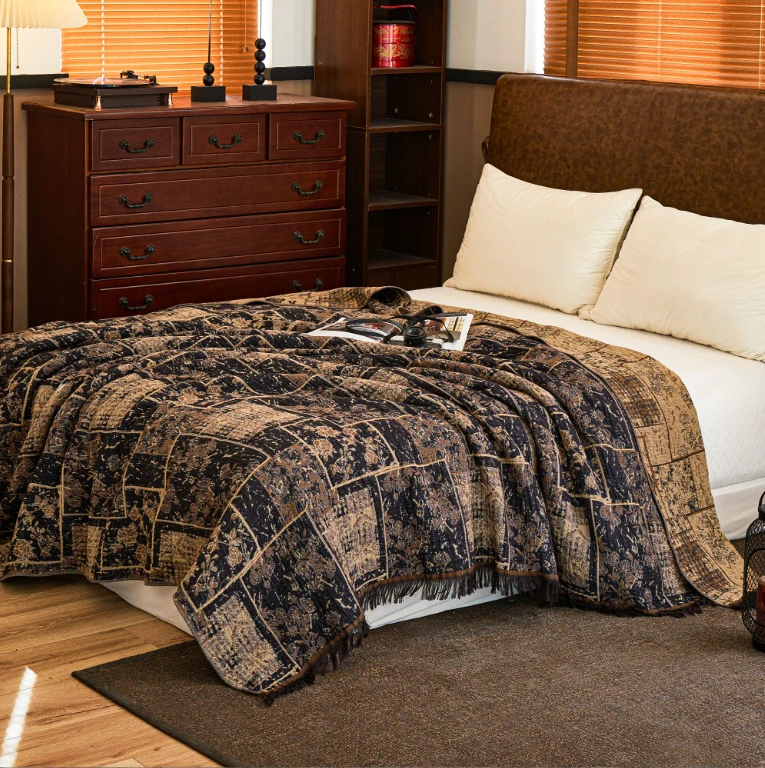 【木槿昔年】 牛货！2025款法式中古暗纹浮雕汉麻夏被空调毯床盖