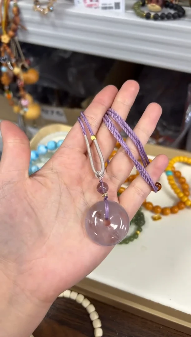 未镶嵌颈饰紫晶玻利维亚紫水晶平安扣吊坠[2245]