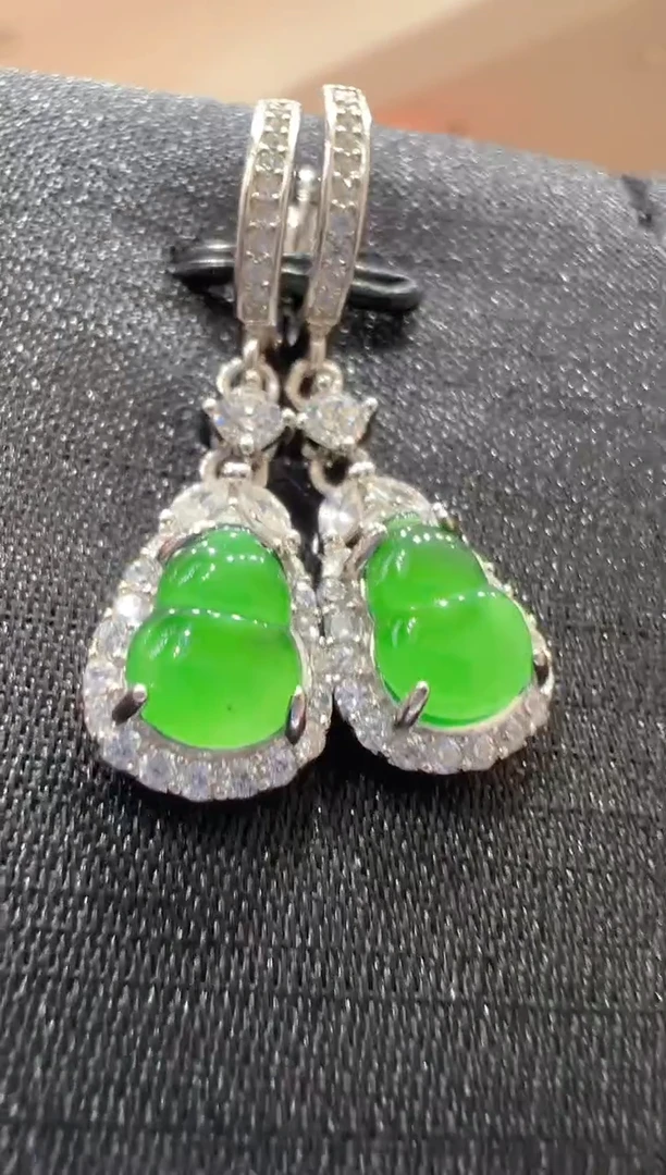 【闪购商品】翡翠耳坠银S925镶嵌