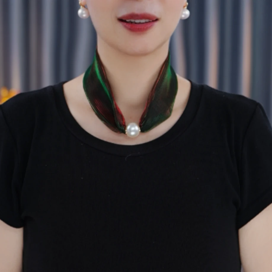 【新芳2】炫彩长巾（贝珠款）新款护颈洋气出游头巾装饰围巾春秋