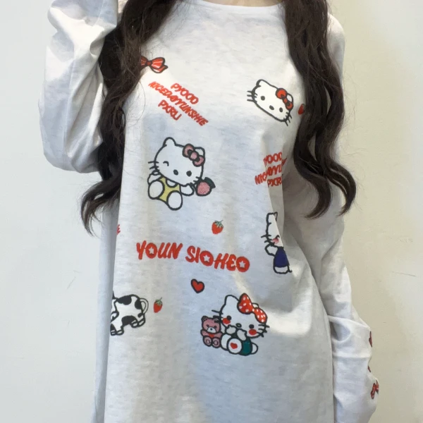 2025新款春夏宽松防晒透气休闲薄款印花卡通百搭时尚长袖上衣T恤