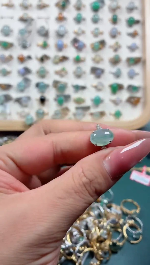 银S925镶嵌戒指翡翠.