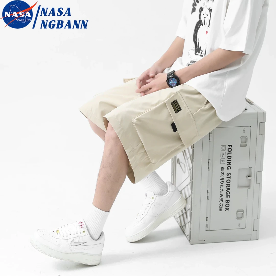 NASA冰丝工装短裤男夏季轻薄透气宽松潮牌大口袋美式男士时尚薄款