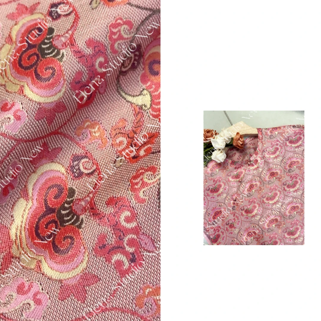 大甜甜【粉祥云】蜀锦设计感精致国风显白短袖百搭气质短袖宽松