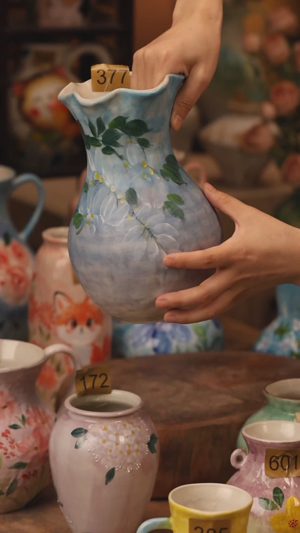 陶瓷377景德镇设计师手作花器摆件侘寂风