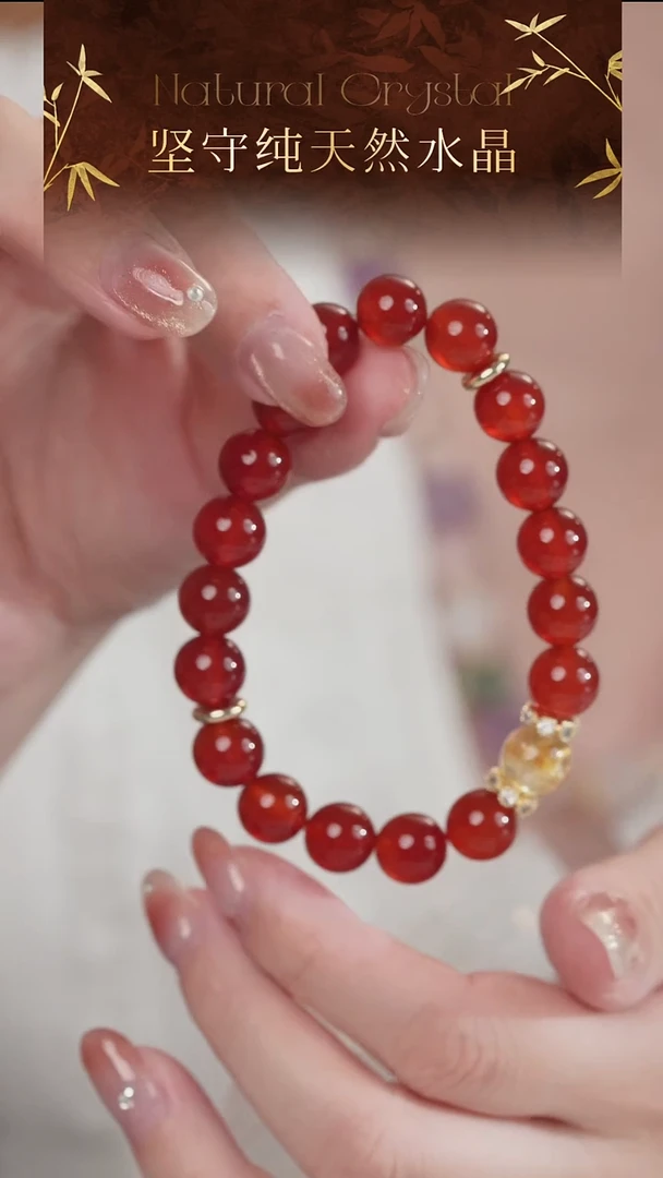 未镶嵌手串玛瑙/玉髓高品纯天然黄塔晶玛瑙设计款水晶手串10-11mm