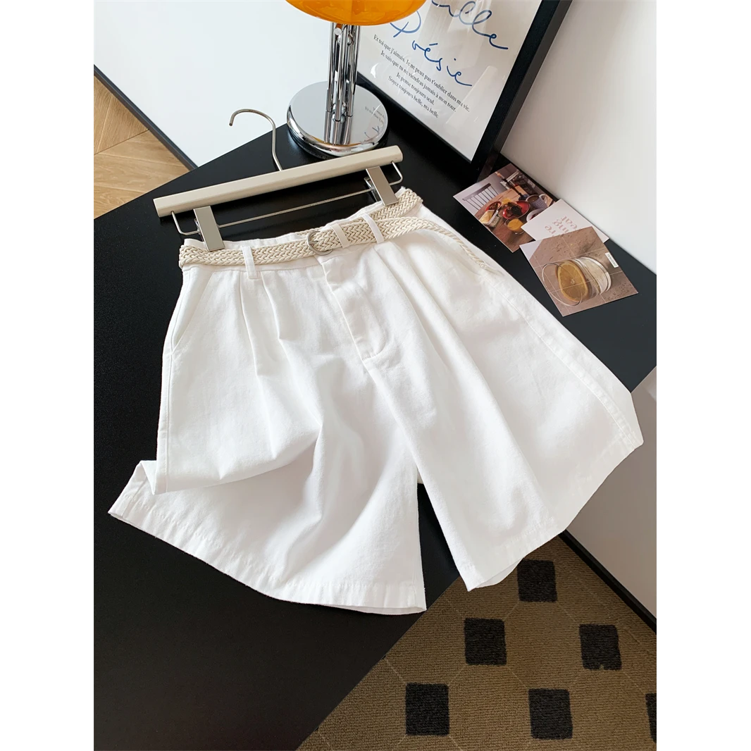 眼前一亮！！怒推，老钱风白色阔腿短裤女夏季2025新款休闲气质裤子