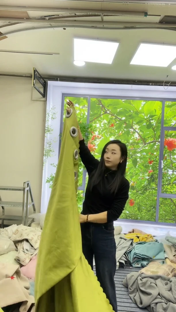 混纺棉麻抹茶绿 4米对开 孤品窗帘