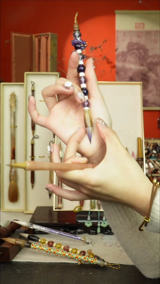 64号闪孤品高货毛笔链接 清水试笔 蘸墨不退