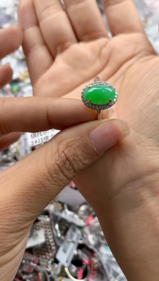 银S925镶嵌戒指翡翠131313----3