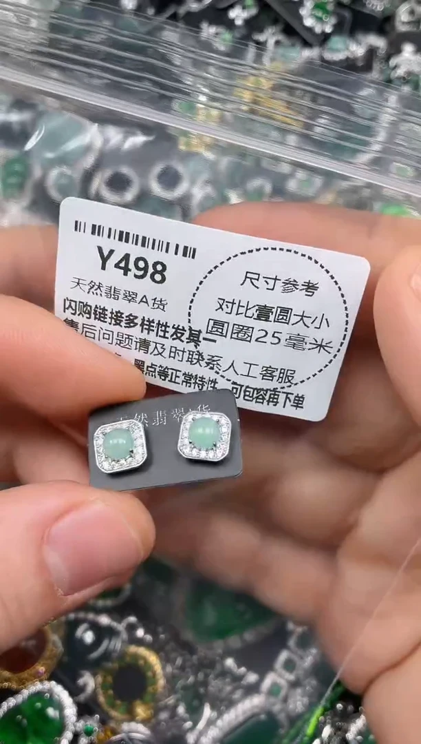 颈饰未镶嵌翡翠Y498耳钉