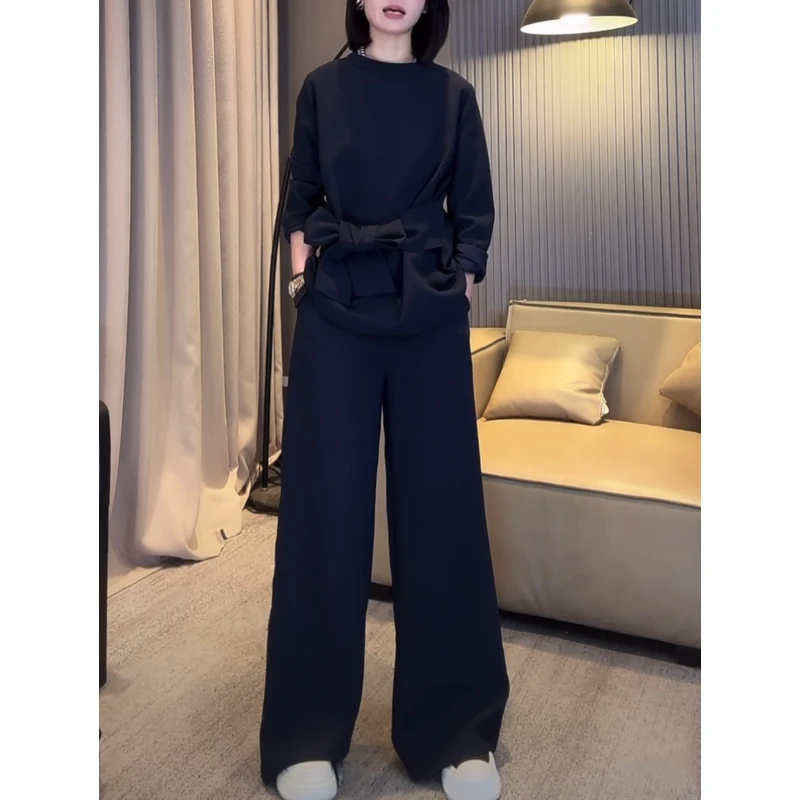 洋气减龄时尚套装2025秋季大码胖MM新款长袖时尚阔腿裤休闲两件套