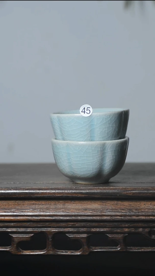 45号全品 品茶杯一对清凉寺汝瓷