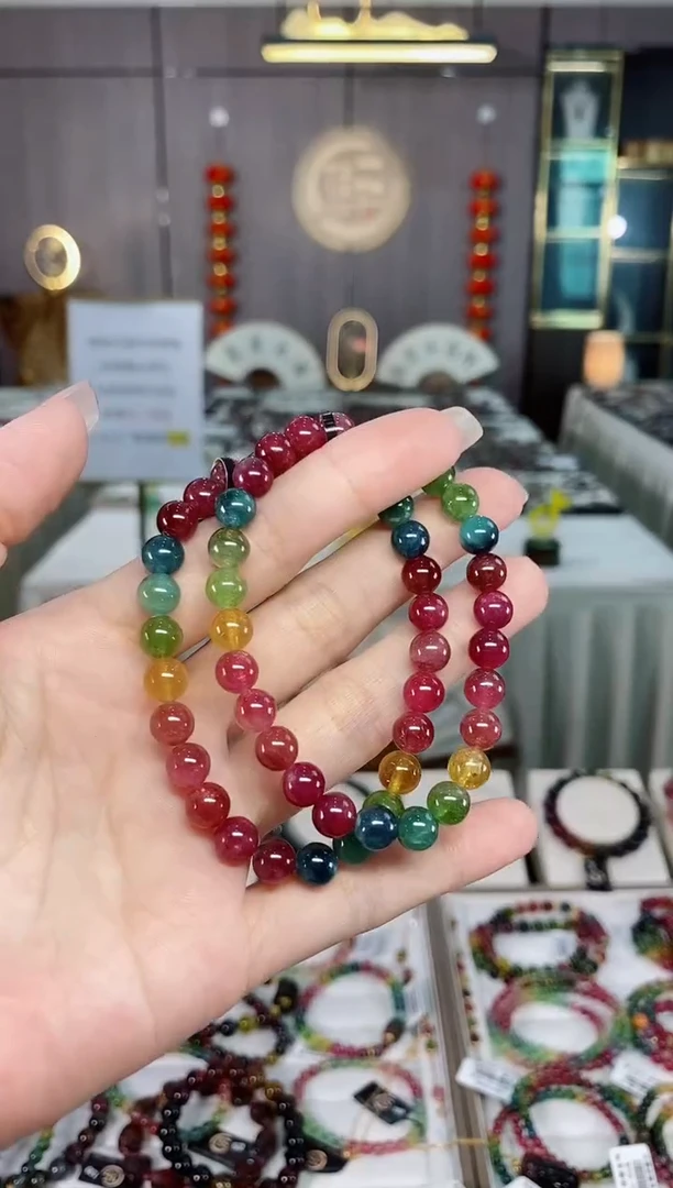 老矿碧玺单圈手串7mm+未镶嵌碧玺hon多样性发货一条