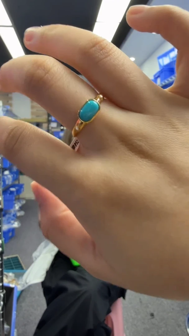 绿松石银S925镶嵌戒指194秒拍号 假一罚三