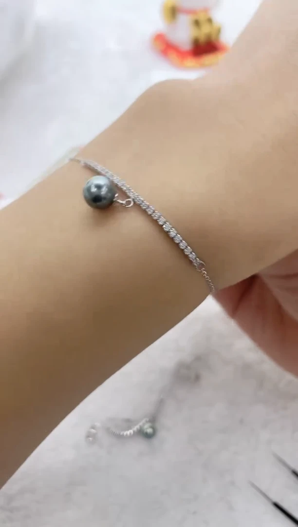 【闪购商品】海水珍珠手链银S925镶嵌海水珍珠手链