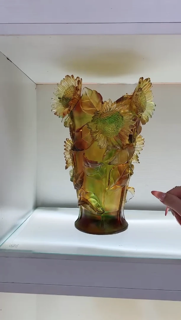 琉璃手工艺品古法琉璃向日葵花瓶