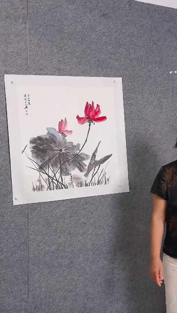 国画荷花67x67cm