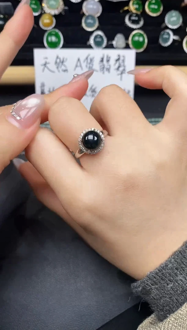银S925镶嵌戒指翡翠32788