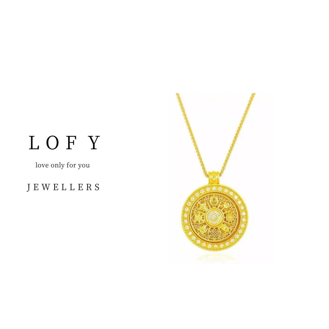 LOFY  新中式八宝罗盘时来运转罗盘款项链-D