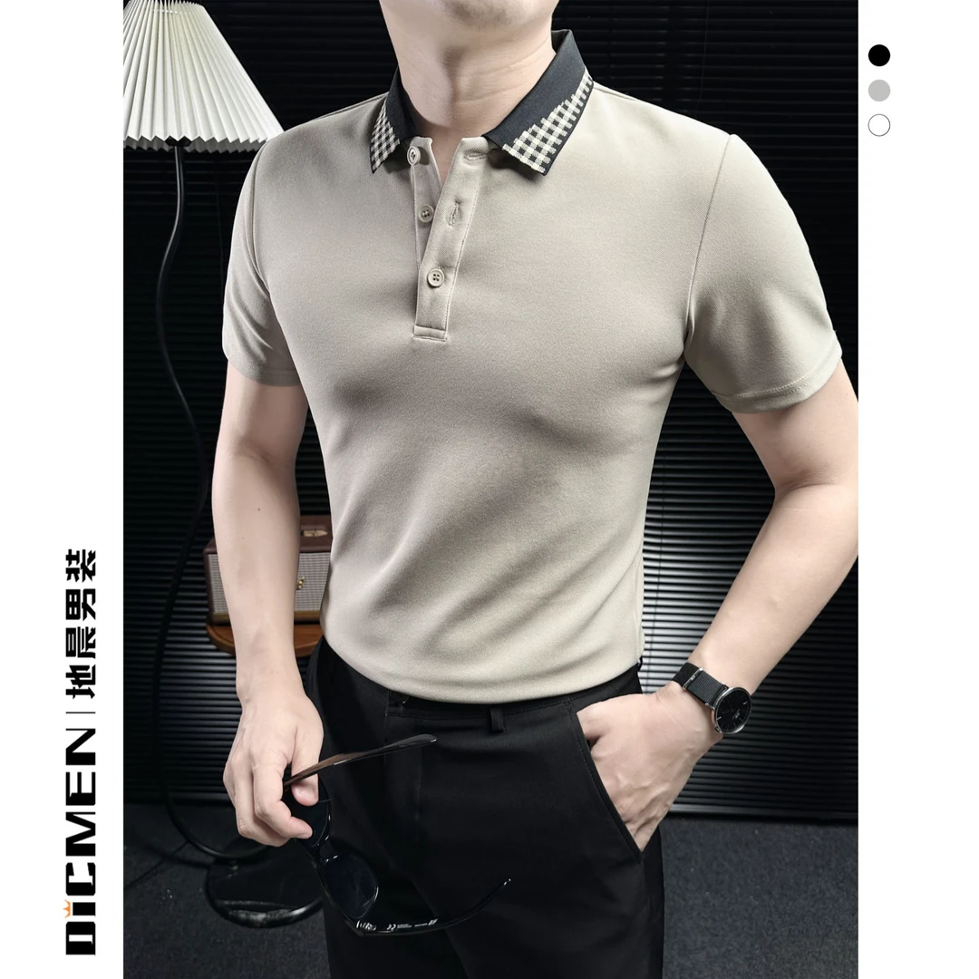 设计感拼接撞色polo衫夏季商务休闲百搭男款爆款2025新款短袖T恤