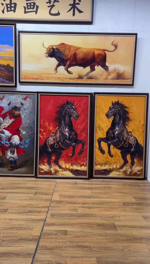 油画雷***8【张俊龙】牛气冲天办公室客厅茶室玄关客厅挂画油画版画
