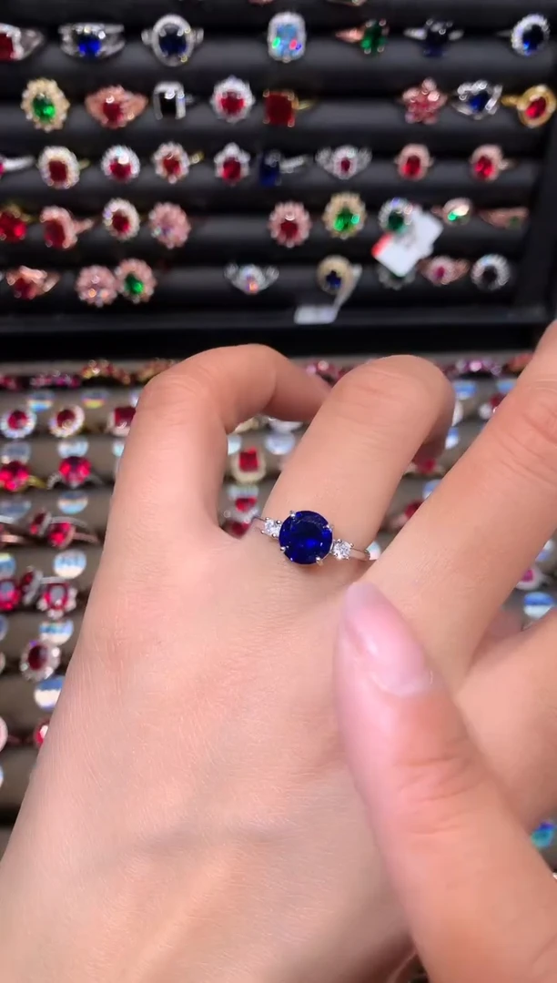 【闪购商品】蓝宝石戒指银S925镶嵌8