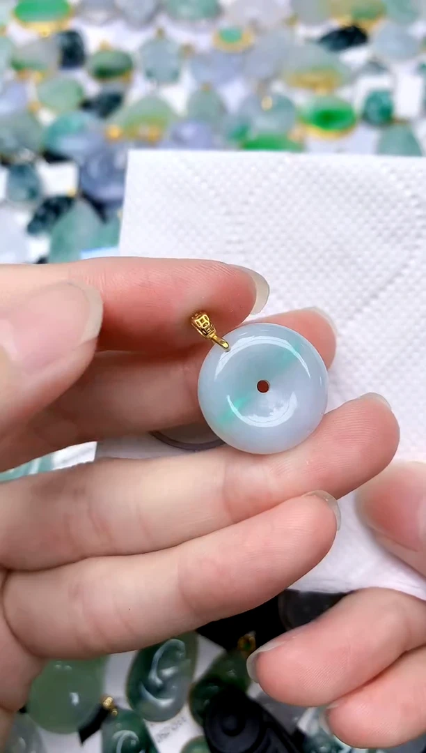 颈饰银S925镶嵌翡翠天然A货翡翠