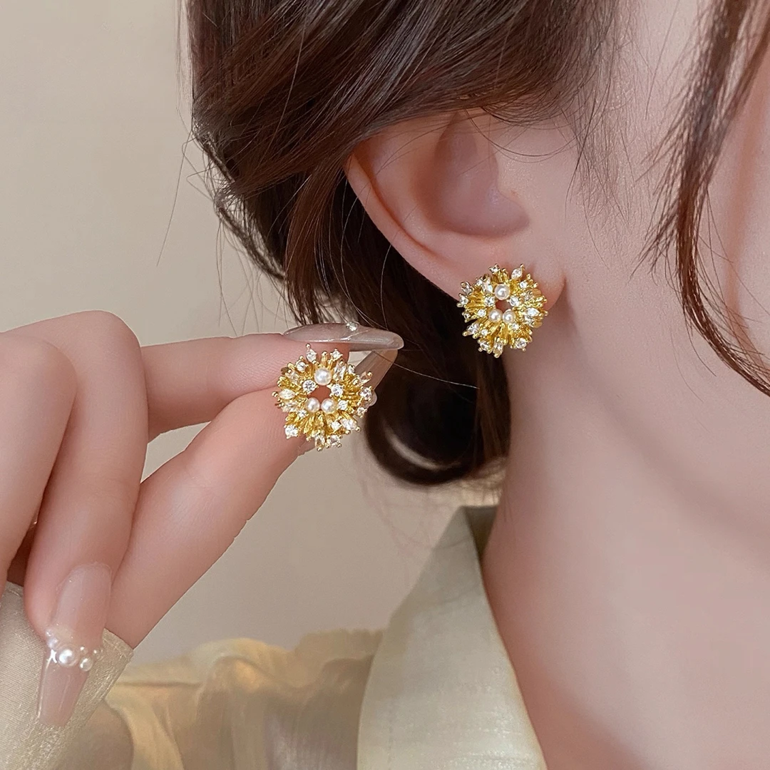 合金树脂耳饰 WYFS法式复古烟花耳饰
