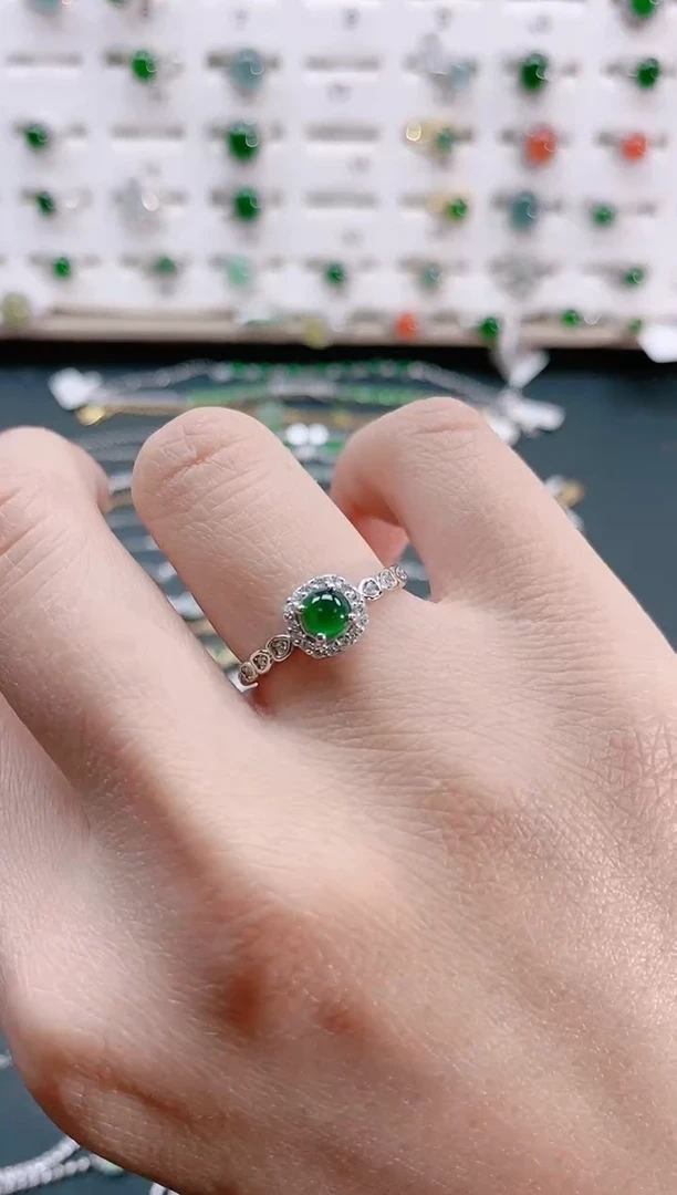 【闪购商品】翡翠戒指银S925镶嵌天然翡翠