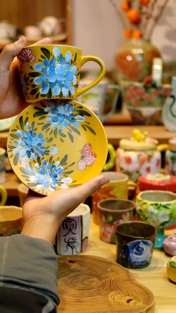 瓷片设计师款手绘釉下五彩陶瓷