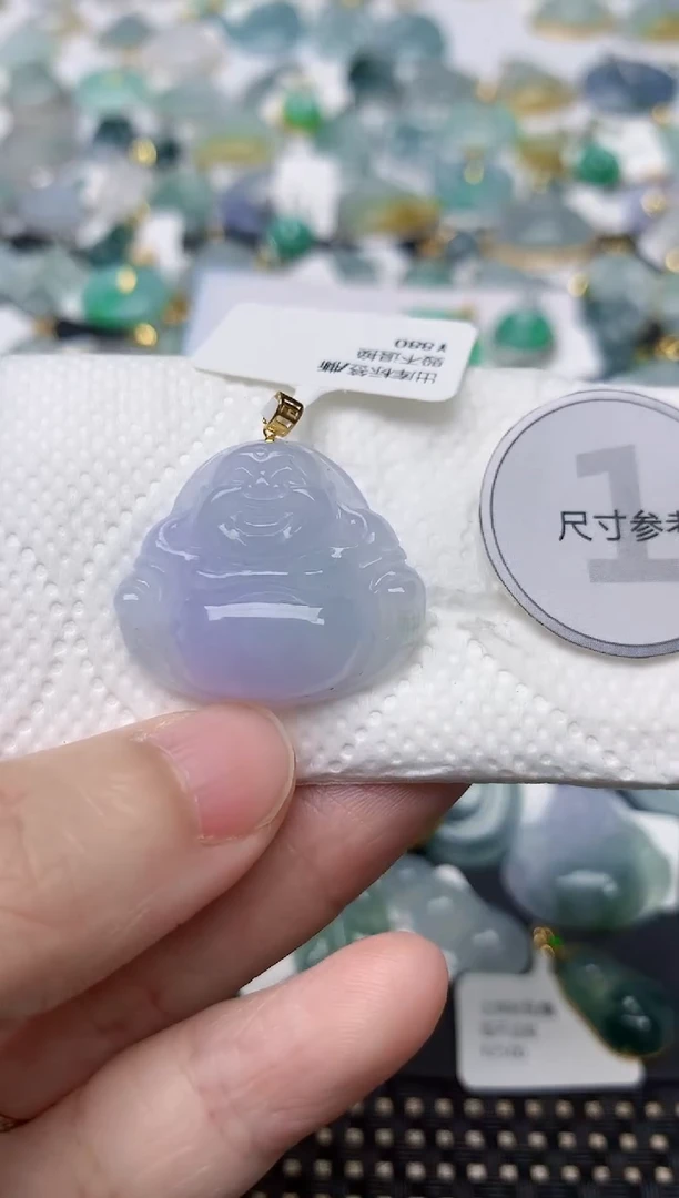 颈饰18K金镶嵌翡翠天然缅甸A货翡翠