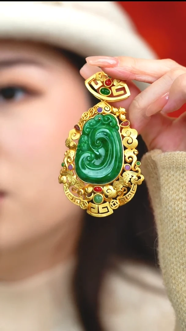 吊坠(不含链)银S925镶嵌翡翠新款