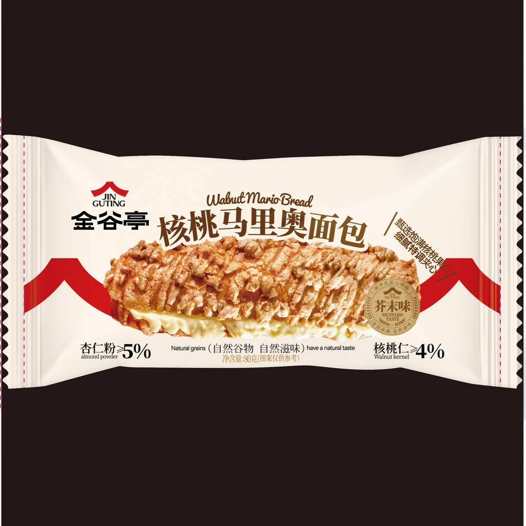 金谷亭马里奥核桃夹心面包开心果味芥末味儿童早餐零食