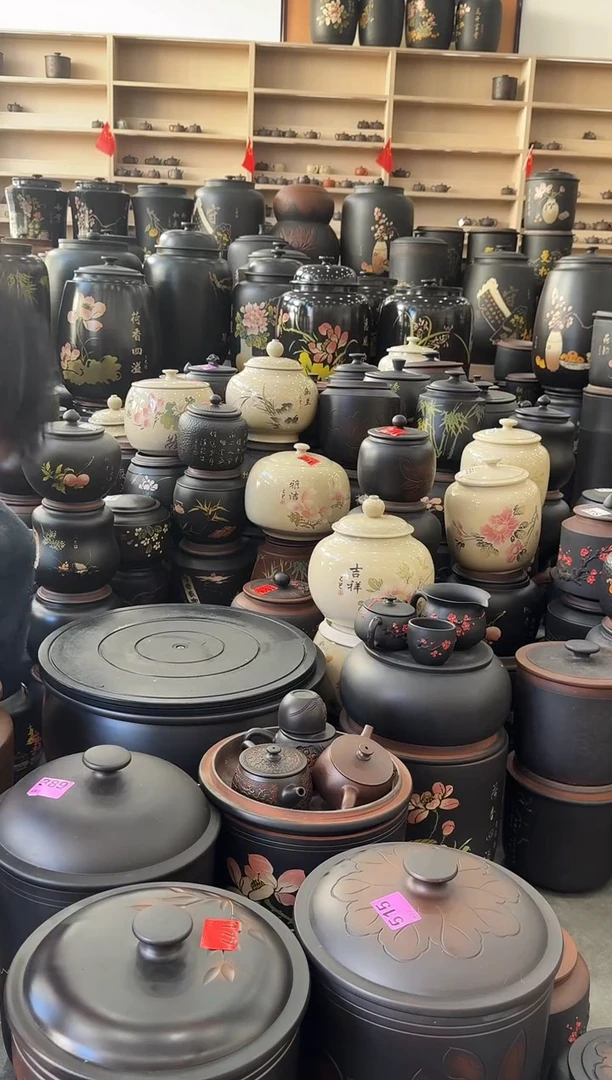 罐完品茶缸高33cm菩提纹莲蓬  918