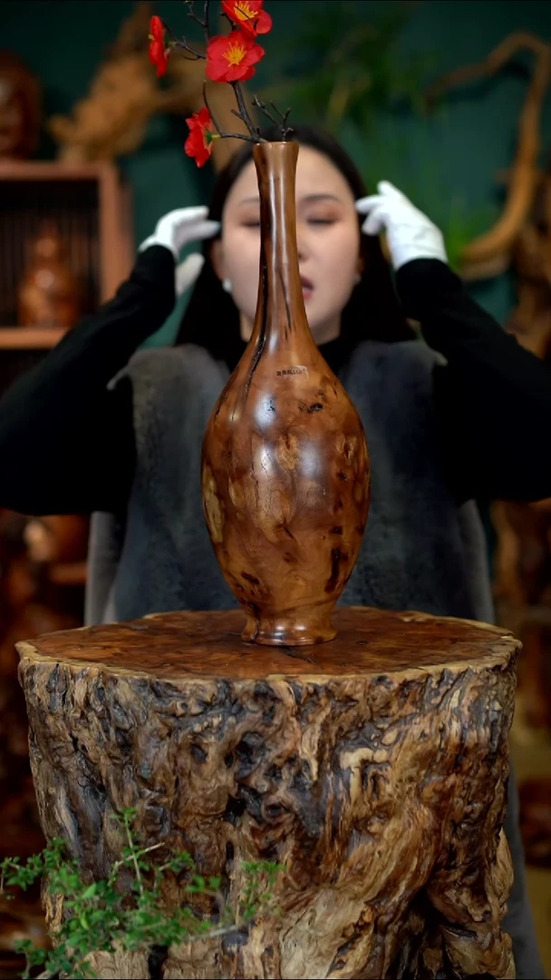 枣木雷击枣木鹅颈瓶