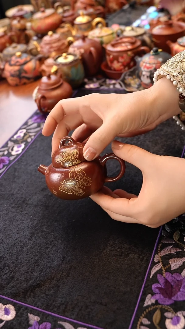 茶壶紫砂柴烧蝴蝶云柱