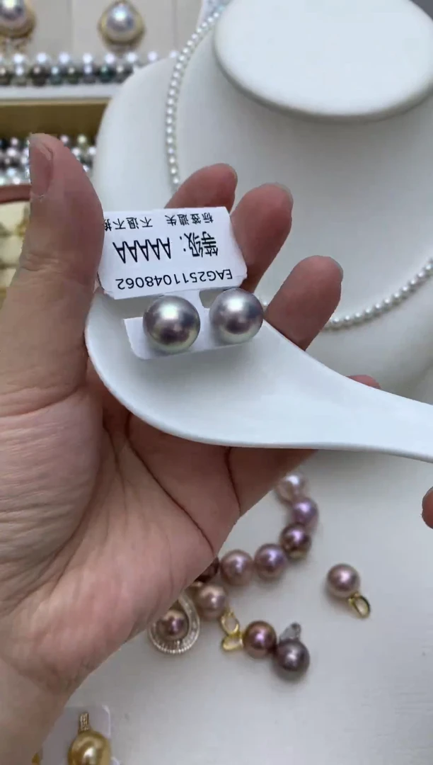 银S925镶嵌耳饰淡水珍珠q5